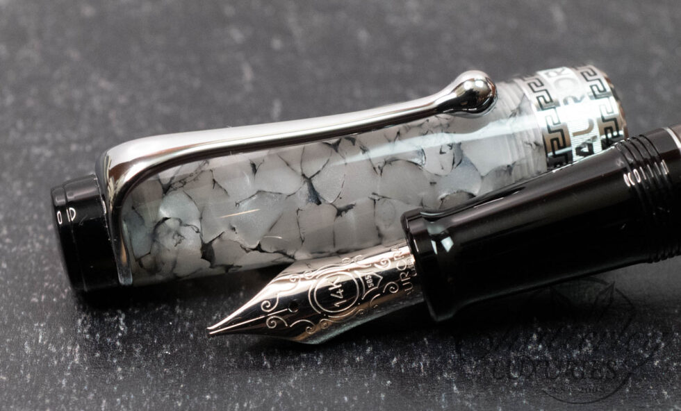 Aurora Optima Nero Perla with Chrome Auroloide Fountain Pen
