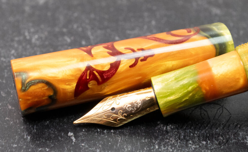 Atelier Lusso Andromeda Dragon Orange & Green Resin Fountain Pen