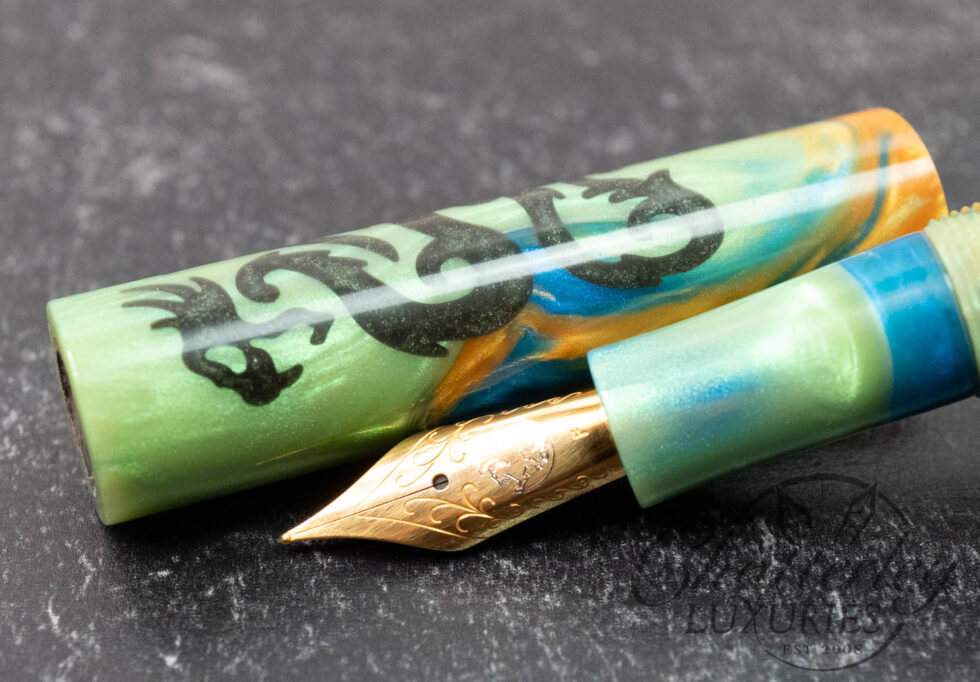 Atelier Lusso Andromeda Dragon Green & Orange Resin Fountain Pen