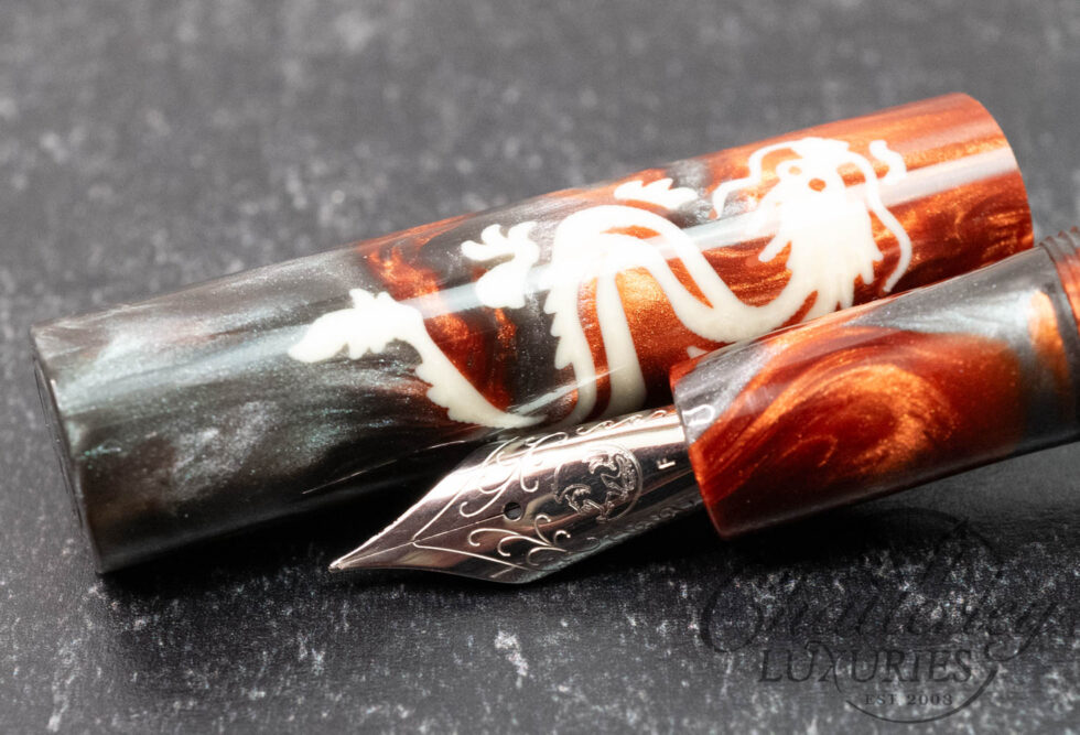 Atelier Lusso Andromeda Dragon Grey & Orange Resin Fountain Pen