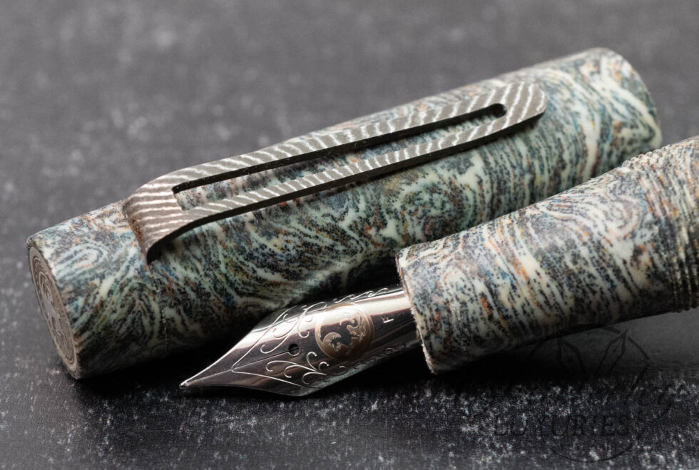 Atelier Lusso Draco Micarta Fountain Pen with Cutaway Damascus Steel Clip