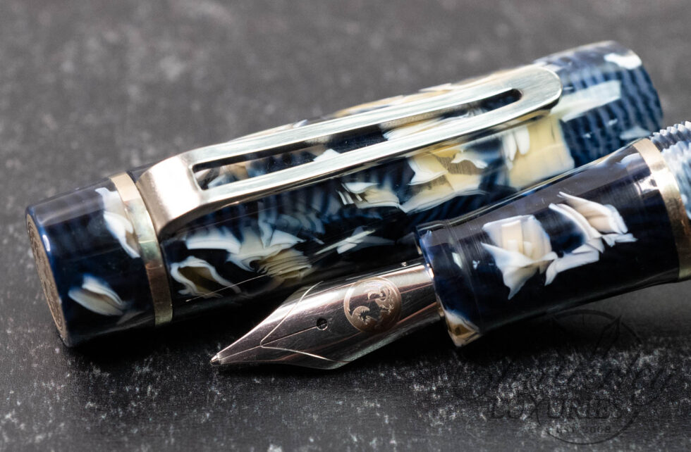 Atelier Lusso Draco Navy Blue Cellulose Acetate Fountain Pen with Cutaway Steel Clip