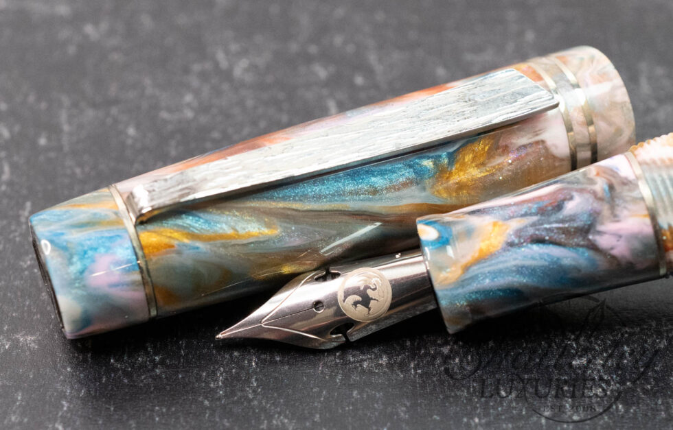 Atelier Lusso Brooks Carina 15 Primary Manipulation 4 Resin Fountain Pen with Hammered "Shredded" Clip