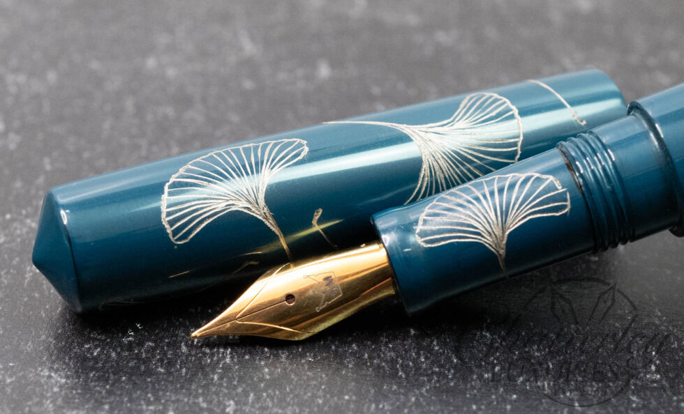 GM Custom Pens Xiphos-L Gingko Leaves Chinkin Fountain Pen