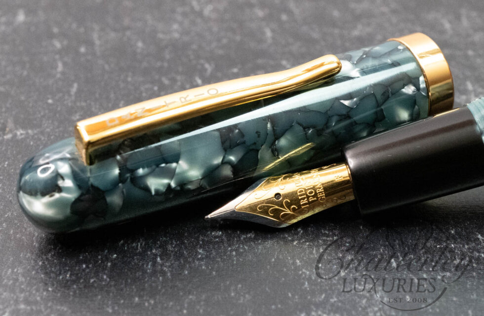 Danitrio Cum Laude Gray Blue Cracked Celluloid Fountain Pen