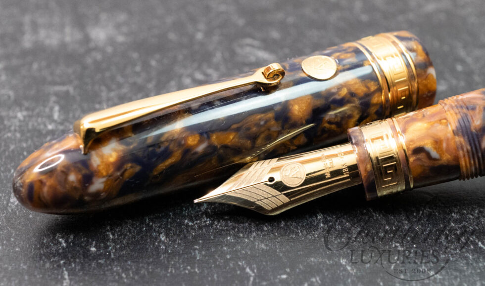 Armando Simoni Club Oversized Ogiva Blue Saffron Celluloid Fountain Pen