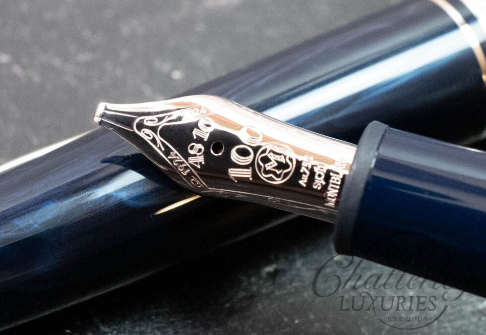 Montblanc Meisterstück Origin Collection LeGrand Blue with Bespoke Small Signature Music Nib Fountain Pen