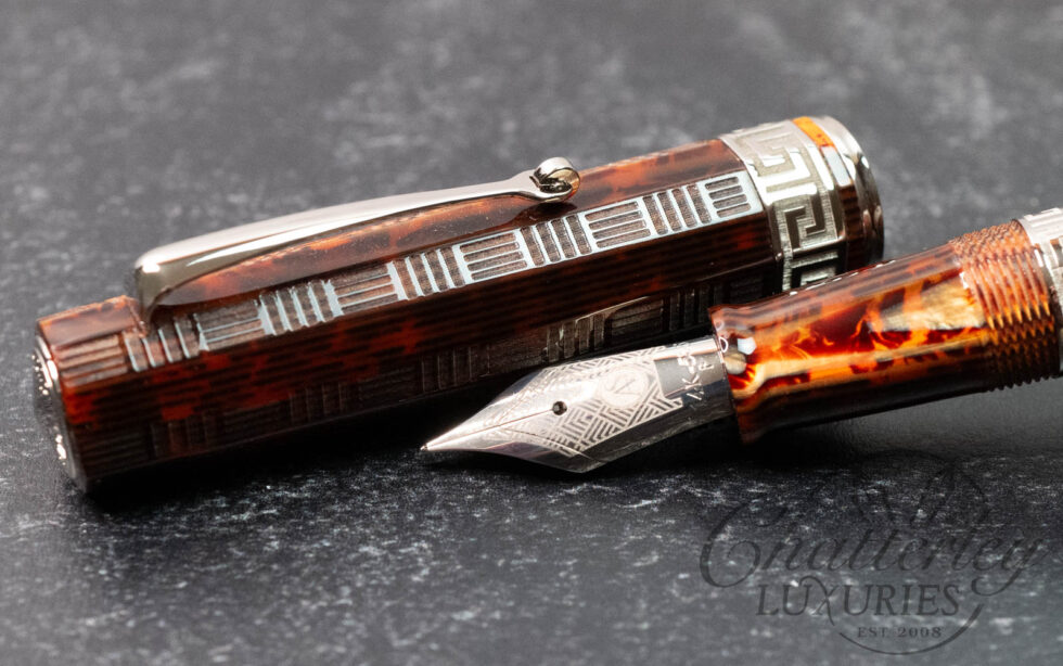 Armando Simoni Club Gladiatore Medio Bespoke 2025 Arco Bronze Guilloche Fountain Pen - Rhodium