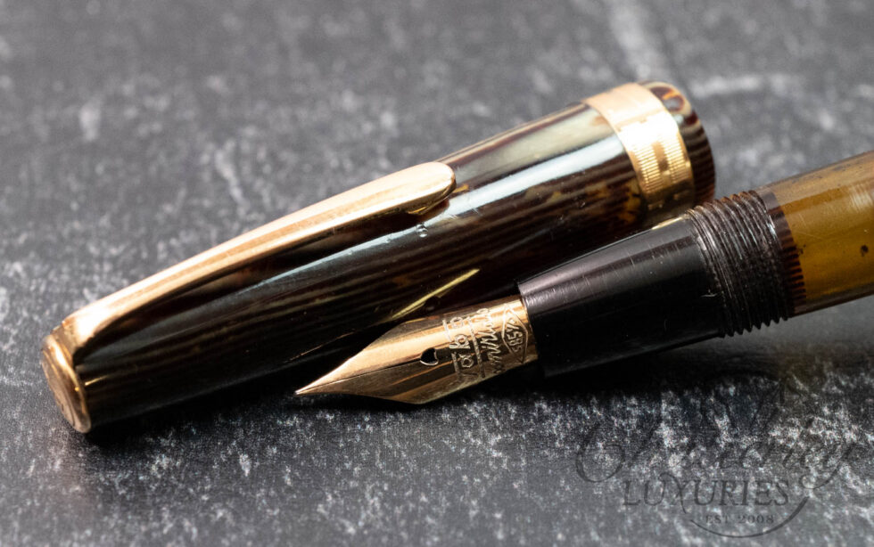 Tabo Model S Vintage Brown Arco Celluloid Fountain Pen