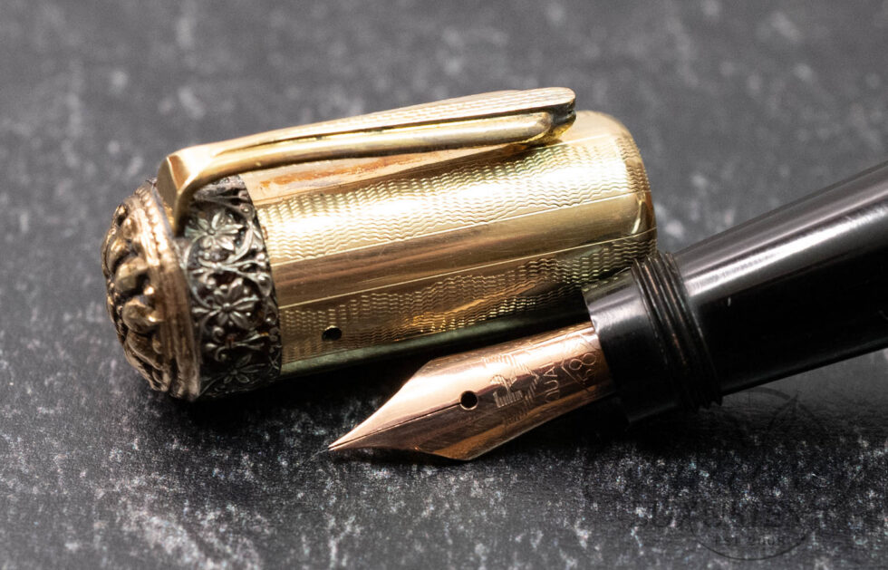 Eureka #2 Size Vintage Italian Overlay 18k Rolled-Gold Safety Fountain Pen