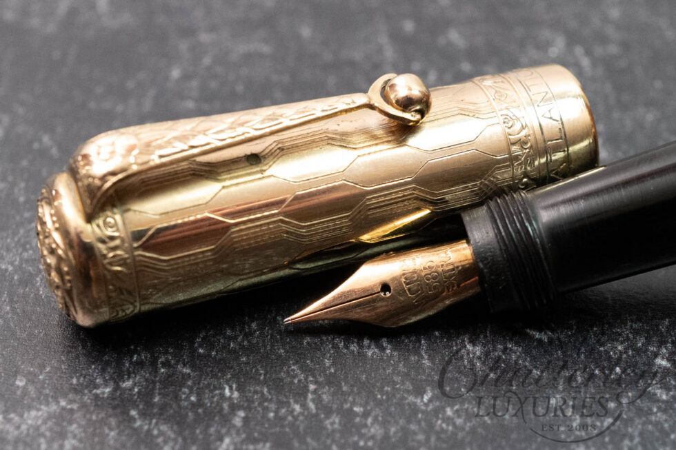 Atlantica Vintage Italian Overlay 18k Rolled-Gold Safety Fountain Pen