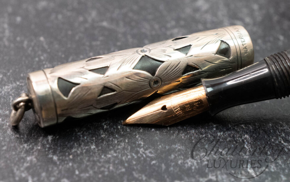 Waterman 452 1/2 V Vintage Ringtop Sterling Silver "Basketweave" Filigree Overlay on BHR Fountain Pen