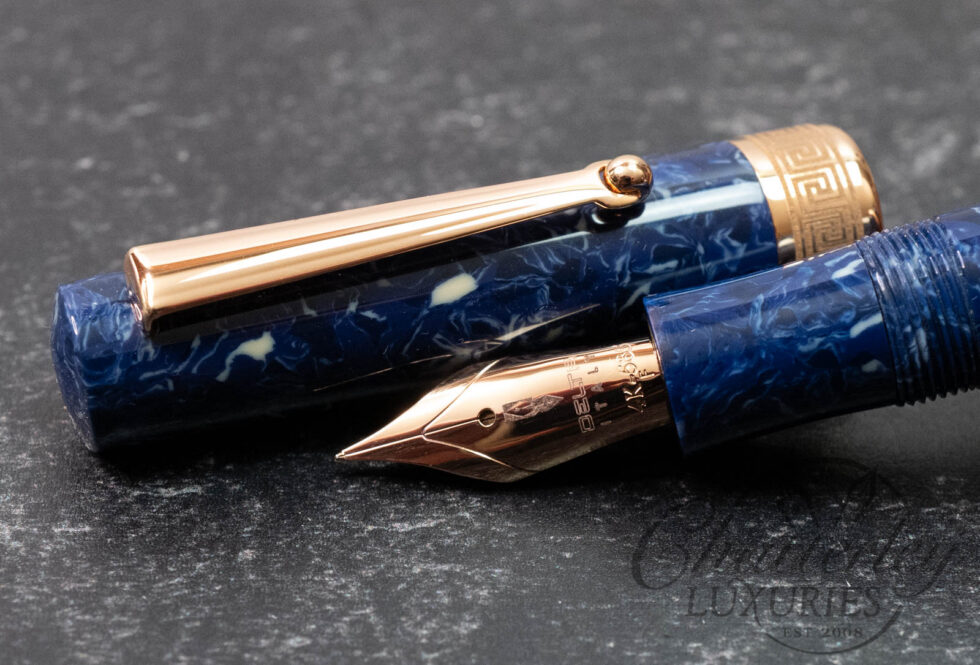 Delta Lapis Blue Celluloid 188 Rose Gold Trim Limited Edition Fountain Pen