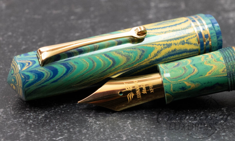 Leonardo Momento Zero Grande "Seafoam" Gold Trim Ebonite Fountain Pen