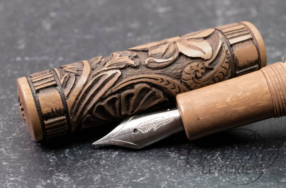 Iron Feather Creative Custom Carved Floral Fountain Pen