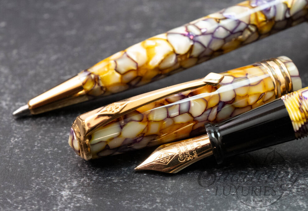 Conway Stewart No.58 Yellow Tiffany Casein Limited Edition Pen Set