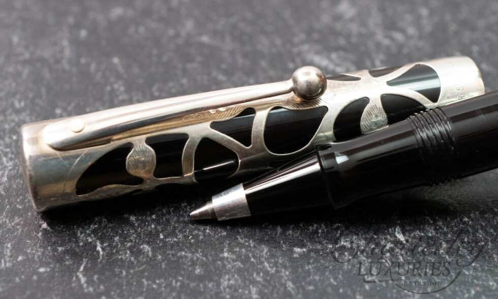Sheaffer Nostalgia Model 800 Floral Etched Overlay Sterling Silver Rollerball Pen