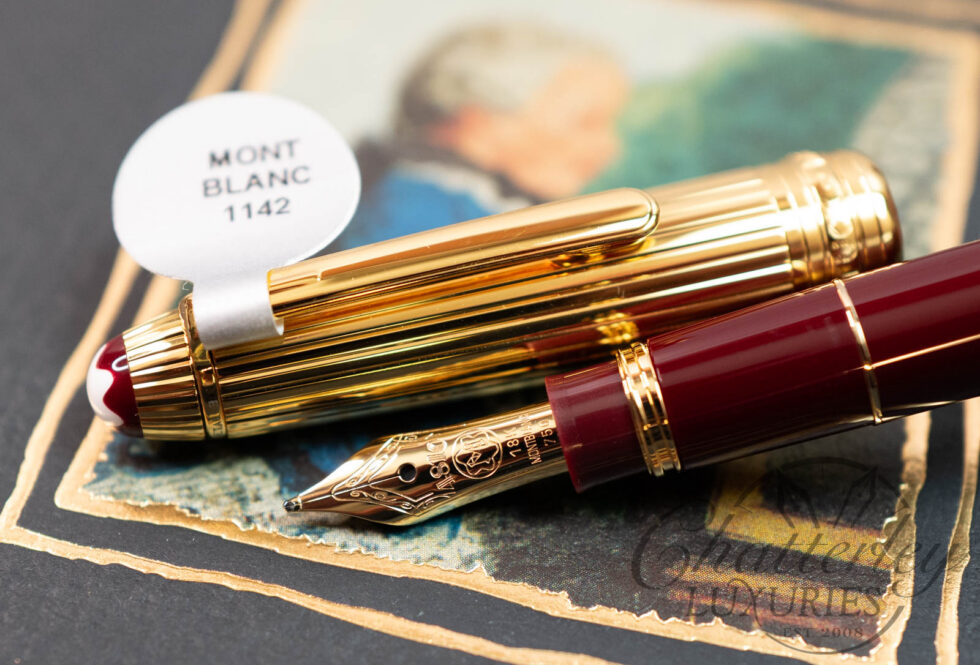 Montblanc Meisterstück Mozart Solitaire Pinstripe Doué Burgundy Vermeil Fountain Pen