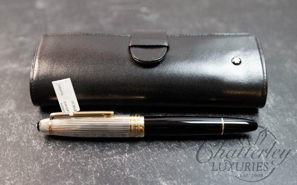 Montblanc Meisterstück 147 LeGrand Solitaire Doué Black and Silver Traveller Fountain Pen & Leather Case