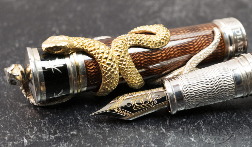 David Oscarson Limited Edition 1/8 Green Wood Snake Liquid Coffee Fountain Pen