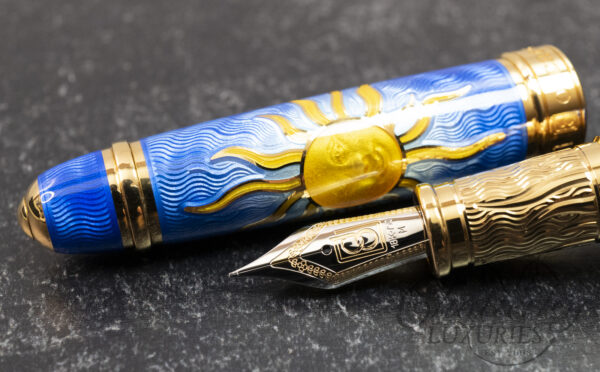 David Oscarson Limited Edition 7/8 Celestial Sky Sapphire Blue Gold Trim Fountain Pen