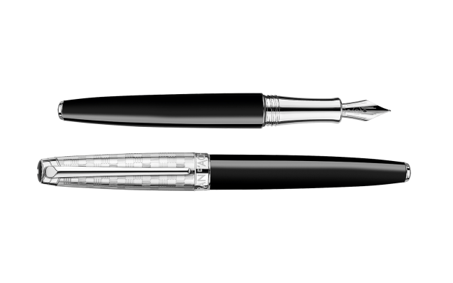 Caran d'Ache Léman Damier Collection Fountain Pen and Leather Case Set