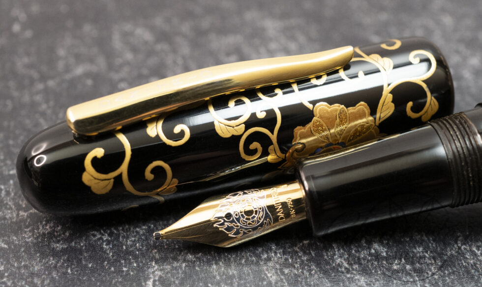 Danitrio Urushi Maki-e Peony Arabesque on Takumi Stub Nib Fountain Pen