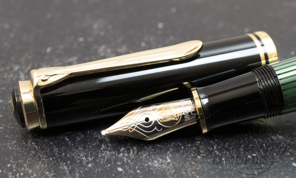 Pelikan Souverän M800 Black-Green Oblique Double Broad Nib Fountain Pen