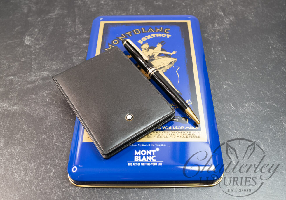 Montblanc Foxtrot Blue Tin Gift Set Classique Ballpoint Pen and Leather Notepad